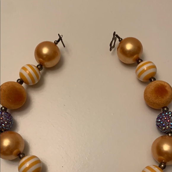 Gold and Orange Bohemian Necklace with Decorative Charm - Picture 7 of 7